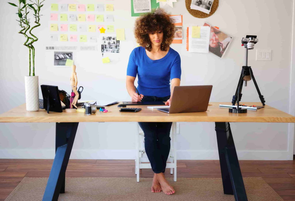 a digital nomad working on her laptop