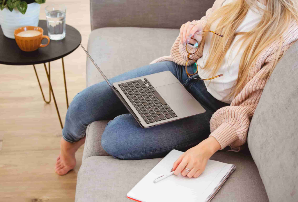 a woman working from home